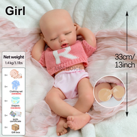 URCHOICE Poupée bébé réaliste reborn à bouche ouverte de 13 pouces, en silicone souple, fabriquée à la main, poupée de mode pour fille, jouet éducatif