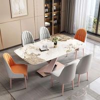 Table à Manger GEDO de Luxe au Design Moderne avec Plateau en Marbre pour Mobilier de Salle à Manger