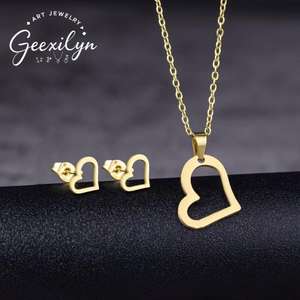 यूरोपीय अमेरिकी पंक मिश्र धातु तीन-टुकड़ा हार और इयररिंग सेट यूनिसेक्स ट्रेंडी चिकनी ज्यामितीय डिजाइन चीन में बनाया गया - Product Image 2