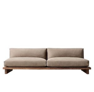 आधुनिक लिविंग रूम फर्नीचर मोटे कुशन ठोस ओक सेट फर्श के नीचे बैठने वाले फर्श सोफे - Product Image 3