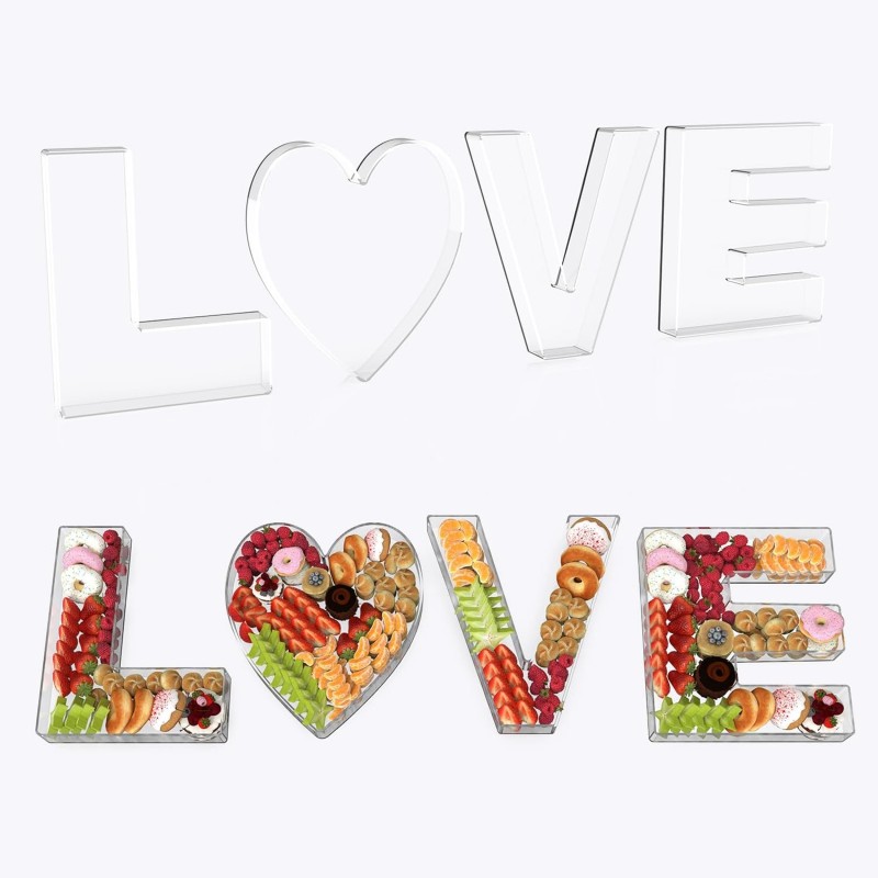 Custom Heart-Shaped Acrylic Portable Trays