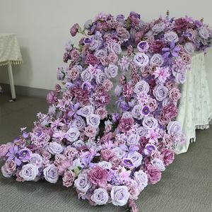 Rangkaian Bunga Mawar Ungu Sutra Buatan untuk Dekorasi Pernikahan, Dekorasi Meja Pernikahan, Rangkaian Bunga Violet - Product Image 1