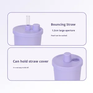 New 710ml Ceramic-coated Inner Liner Straw Cup Pearl Suction Portable Bouncy Telescopic Straw Insulated Cup 6-12 Hours Thermal - Product Image 5