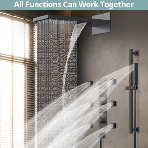 Juego mezclador de grifo de bañera y ducha negro de acero inoxidable expuesto más nuevo de 22 pulgadas con ducha de mano - Product Image 2