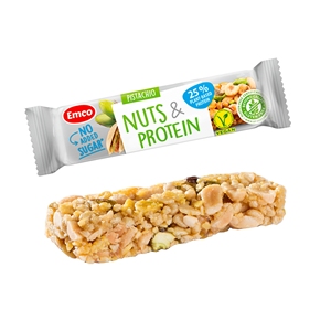 EMCO Barres de noix de pistache dures sans gluten, faibles en glucides, riches en protéines, sans sucre ajouté, pour l'heure du thé, collation, substitut de repas - Product Image 1