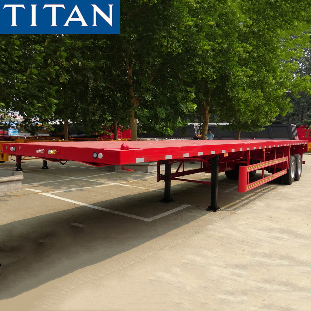 40ft Dubbele As Flatbed Oplegger 45 Voet 40Ton Platform Verzending Container Oplegger Voor Verkoop