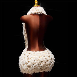 ชุดเดรสปักเลื่อมประดับพู่ห้อย คอวี โชว์หลัง ไร้แขน ทรงเข้ารูป สีพีช เหมาะสำหรับงานปาร์ตี้กลางคืนหรืองานเลี้ยงสังสรรค์ - Product Image 2