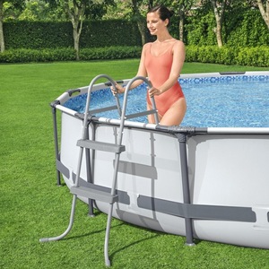 Échelle de <span class=keywords><strong>piscine</strong></span> à 2 marches 58430, hauteur 84 cm, gris, acier et PVC, accessoire de <span class=keywords><strong>piscine</strong></span> léger - Product Image 1