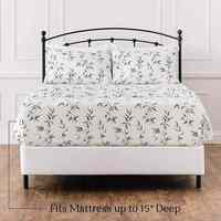 Tissu en microfibre durable, ensemble de draps de lit imprimés à motif floral et à poches profondes classiques pour la maison