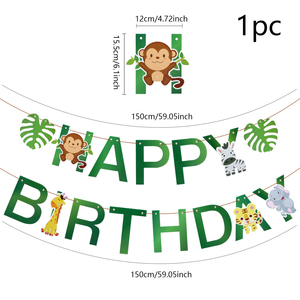 1 pezzo foresta animale felice festa di <span class=keywords><strong>compleanno</strong></span> bandiera tirare bandiera decorazione all'ingrosso - Product Image 3