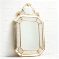 JINS Grande œuvre d'art en techniques mixtes, Miroir classique, Miroir antique, Miroir vintage, Peinture sur verre, Décoration murale moderne