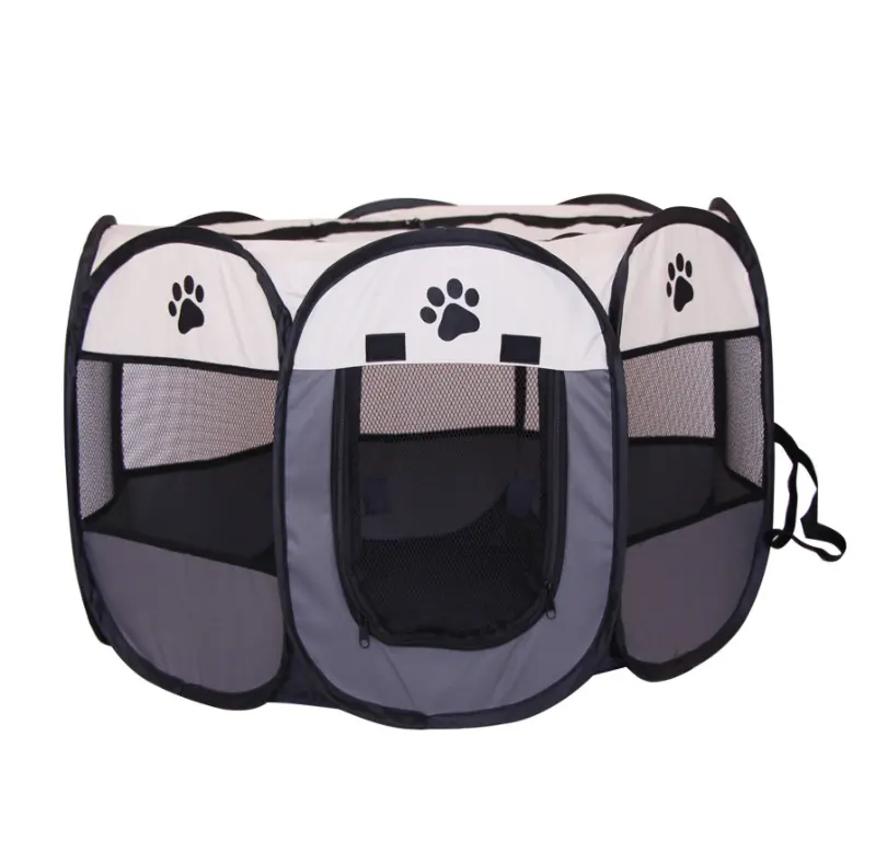 Fold able Oxford Cloth Mesh Fabric Puppy Traveling Exercise Carry Cage Pet Playpen Cat House Dog Kennel