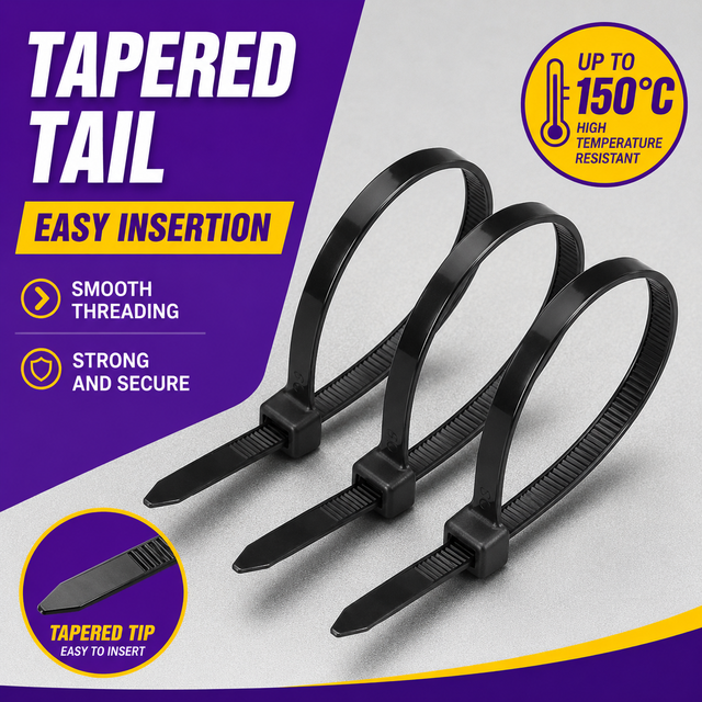 Industrial Heat Resistant Nylon Cable Ties PA66 High Temperature Self-Locking Plastic Zip Ties for Outdoor & Machinery