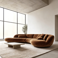 Canapé modulaire incurvé en chenille marron, canapé rembourré moderne pour salon, villa, hôtel, salle de séjour