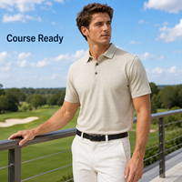 Polo de golf personnalisé en tissu Heather fin à carreaux pour hommes, chemises élastiques pour les tournois de capitaines de club, tissus OEM ODM pour sites événementiels