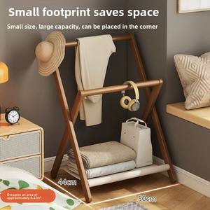 Porte-vêtements simple en bambou pour la maison, petit support de sol pour pantalons, gain de place, pour usage quotidien - Product Image 4