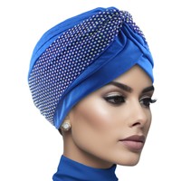 5 Colores, Gorros Turbantes de Estilo Étnico con Borde de Esponja, Pañuelos para la Cabeza con Incrustaciones de Diamantes de Imitación, Estilo Indio y Africano