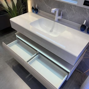 Meuble <span class=keywords><strong>de</strong></span> <span class=keywords><strong>salle</strong></span> <span class=keywords><strong>de</strong></span> <span class=keywords><strong>bain</strong></span> mural <span class=keywords><strong>LED</strong></span> moderne avec miroir intelligent et rangement, armoire flottante <span class=keywords><strong>de</strong></span> qualité hôtelière - Product Image 3