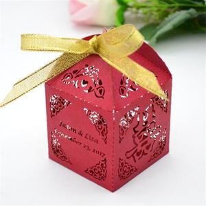 Scatola Portaconfetti Rossa Souvenir per Matrimonio Cinese con Intaglio Laser Simbolo Doppia Felicità - Product Image 2