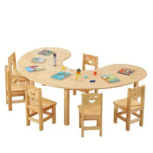 <span class=keywords><strong>Centro</strong></span> de guardería preescolar Montessori de madera para niños con mesas curvas llamativas, ideales para aulas. - Product Image 4