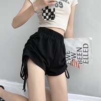 XQM Hohe Taille schwarze Kordel zug Sports horts Damen Sommer Design Nische Super Shorts lässige heiße Hose