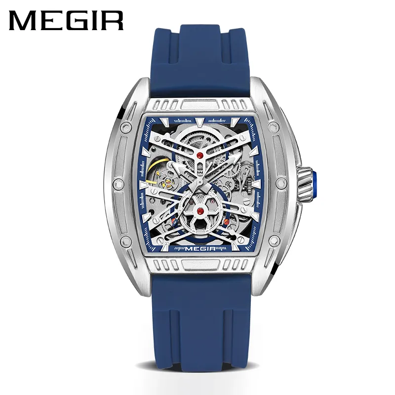 MEGIR 8601 Top Chinese Brand Movement Waterproof Transparent Luxury Wrist Skeleton Automatic Mechanical Men Watch