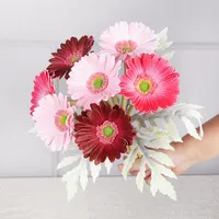 Свадебный Романтический букет Qihao, искусственные цветы герберы из искусственной кожи, свадебный букет из розовых хризантем на День святого Валентина