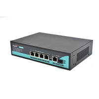 Switch PoE Plug and Play 4x10 ports PoE 100 Mbps Gigabit RJ45 Uplink, 1 emplacement SFP, budget PoE 65W, transmission 250m, prise en charge VLAN