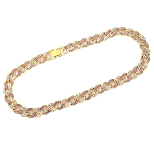 Hip-Hop Rote Vollständig mit Zirkonia Besetzte Miami Cuban Link Kette Schmuck Bling Herren Rapper Party Halskette - Product Image 5