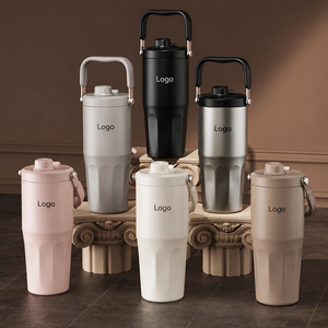 800ml Stainless Steel Tumbler Vacuum Insulated <b>With</b> <b>Handle</b> Dual Drinking Travel <b>Mug</b> Minimalist Design - Product Image 1