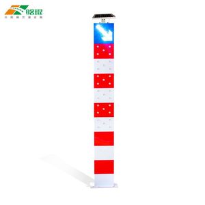 <b>Solar</b> Warning Post With Led Display Flashing <b>Light</b> For Traffic Safety Q235 Frame Ip65 Protection - Product Image 1