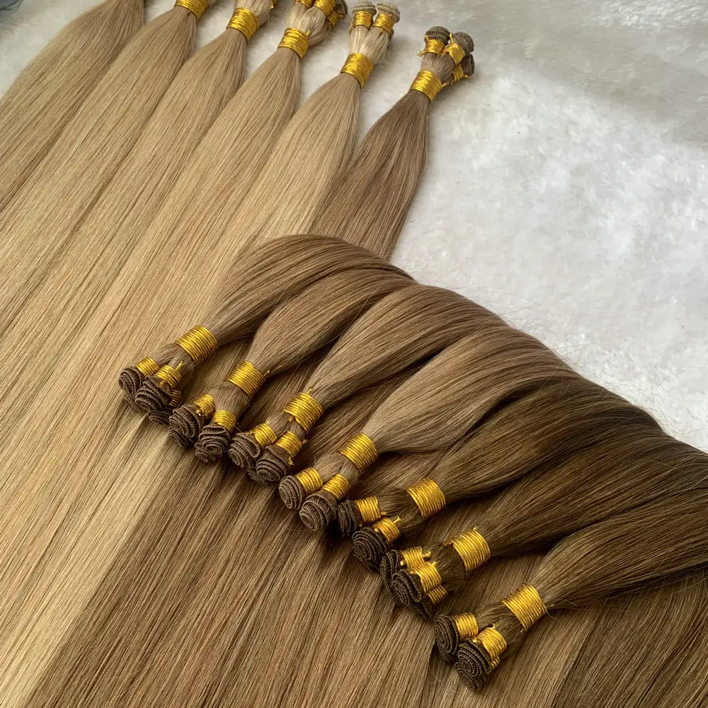 100% Russian Human Virgin Remy Hair Extensions Wholesale High Quality Straight Hand Tied Weft Double Drawn Hair For Women