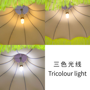 Lampadario <span class=keywords><strong>con</strong></span> <span class=keywords><strong>Paralume</strong></span> in Tessuto e Nappe, Lampada a Sospensione, Illuminazione LED Decorativa - Product Image 4