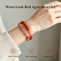 Bracelet en Agate Rouge Flottante Naturelle de Baoshan pour Femme, Élément Feu, Double Tour, Bracelet Porte-Bonheur en Cordon Rouge