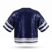T-shirt ample décontracté à sequins grande taille, style football américain hip-hop, crop top pour femme, Dallas Cowboys
