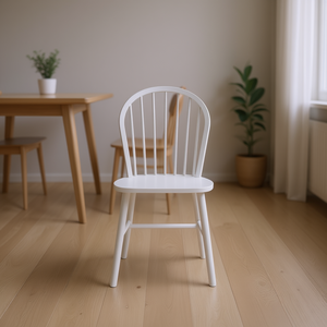 Chaise de salle à manger en bois massif blanc, style scandinave, mobilier moderne pour la maison, design stable pour salle à manger - Product Image 2