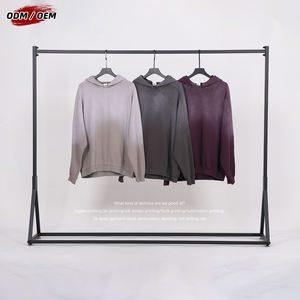 Sweat à capuche vintage streetwear 370GSM 100% coton, coupe ample sans cordon, manches tombantes, patchwork, effet délavé, pour homme - Product Image 2