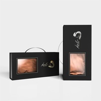 Boîte d'emballage de luxe en carton magnétique personnalisée pour extensions de cheveux vierges humains, vente en gros, emballage noir pour perruque en lot