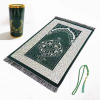 Ensemble de cadeaux islamiques avec boîte-cadeau cylindrique, tapis de prière musulman en polyester fait main pour le Ramadan et l'Aïd, idéal pour les voyages et le camping