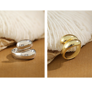 INS Trendy Fine Jewelry Niche Design S925 <strong>Sterling</strong> <strong>Silver</strong> <strong>Ring</strong> 18K Gold Plated Water Drop Versatile <strong>Silver</strong> <strong>Adjustable</strong> <strong>Ring</strong> Women - Product Image 5