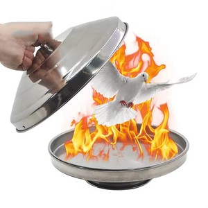 Blume aus Taubenpfanne Zaubertrick Edelstahl Doppelladung Taube Erscheint aus Feuerpfanne Zaubertricks - Product Image 1