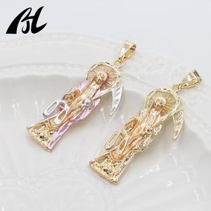 산타 무에르테 그림 사신 펜던트 오로 라미나도 블랑코 종교 황동 메달 산티아마 무에르테 보석 - Product Image 3