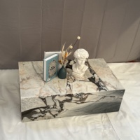Meubles nordiques modernes en pierre naturelle pour le salon, socle en marbre Calacatta avec base en pierre bleue et galaxie, socle en marbre, table basse
