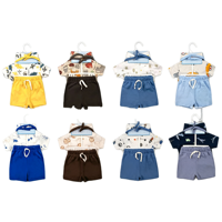Ensemble de vêtements pour bébé unisexe Bulala, 4 pièces, coton, imprimé animal, t-shirt à manches courtes, bavoir, body pour bébé, respirant