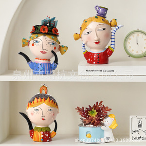 Figura Decorativa de Chica Bohemia Colorida, Artesanía en Resina, Decoración para el Hogar - Product Image 1