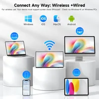 Moniteur portable sans fil IPS 15,6 pouces 60 Hz, écran d'ordinateur avec batterie, 100 % sRGB, 1920x1080, écran d'extension pour PC et téléphone