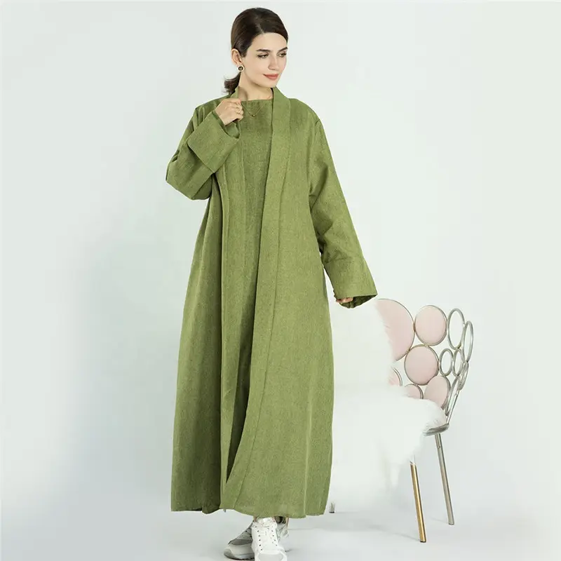 2024 3 Schichten Chiffon solide offene Abaya Dubai Türkei eleganter Kimono muslimische Kleider für Damen islamische Kleidung