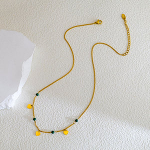 Collar de Joyería con Colgante de Corazón de Turquesa Natural, Chapado en Oro de 18k, Acero Inoxidable 316L, Resistente al Agua y al Deslustre, para Mujer - Product Image 4