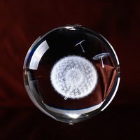 Laser Gravé Pissenlit Verre Cristal Sphère Boule MH-Q0194