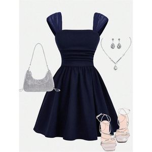 Vestido de Verano para Niña, Bonito Vestido Corto con Cuello Cuadrado, Estilo Línea A, con Volantes, para Fiesta, Graduación, Cumpleaños, Transpirable, Ropa de Vacaciones - Product Image 5